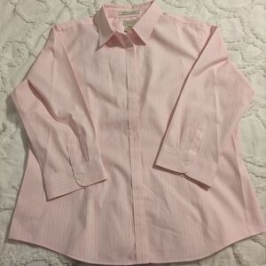 L.L. Bean Pink and White Striped Button-Down Shirt